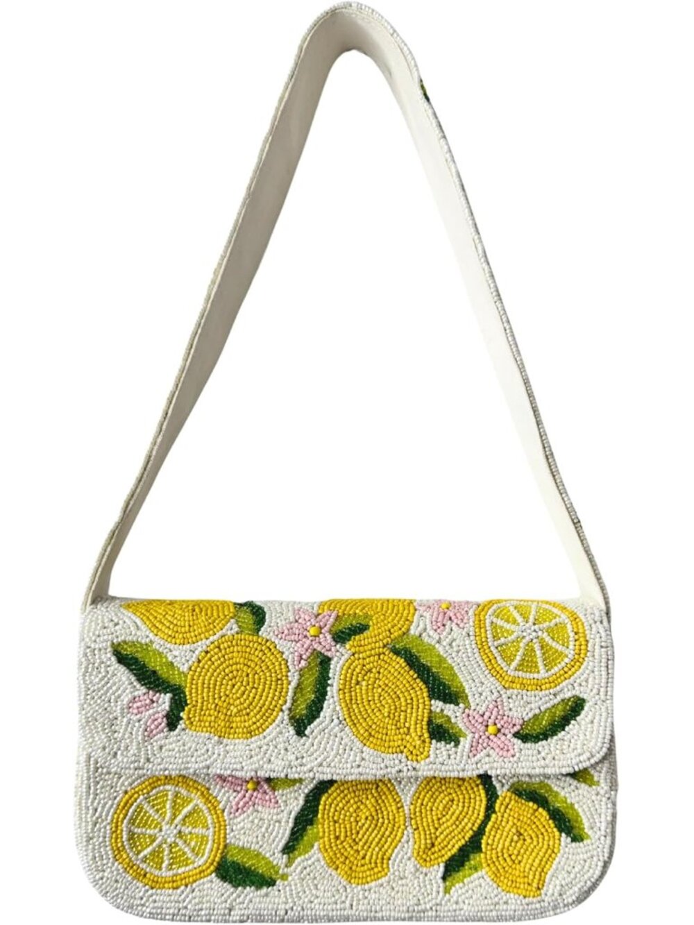 Lemon Beaded Shoulder Bag-Handmade Summer Cocktail Party Purse